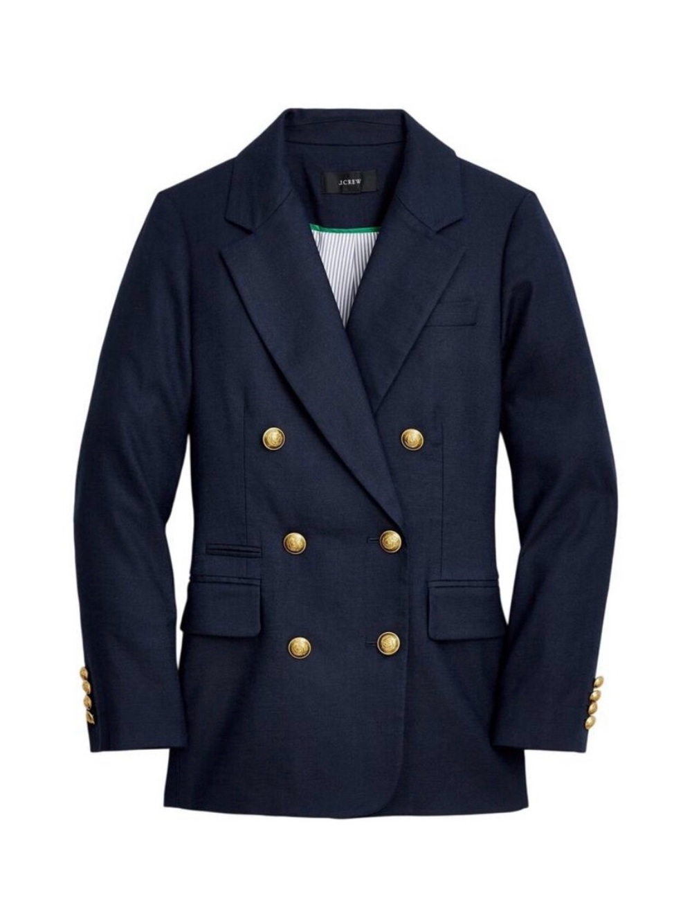 J. Crew Bristol Navy Double-Breasted Blazer with Gold Buttons